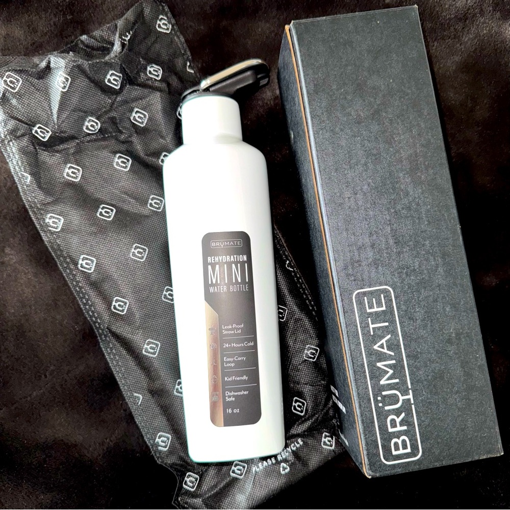 NEW! BRUMATE Rehydration Mini Bottle 16oz Ice White Glossy finish NEW IN BOX